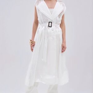 AKIRA White Belted Midi Sheer Coat Dress/Duster